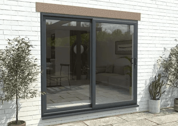 Anthracite grey UPVC back door installation